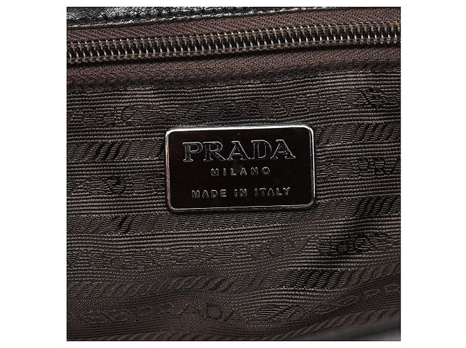 Prada Bolsa de ombro em couro Vitello castanho com fivela - vista 14