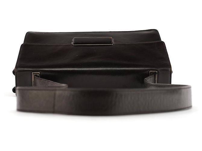 Prada Bolsa de ombro em couro Vitello castanho com fivela - vista 4