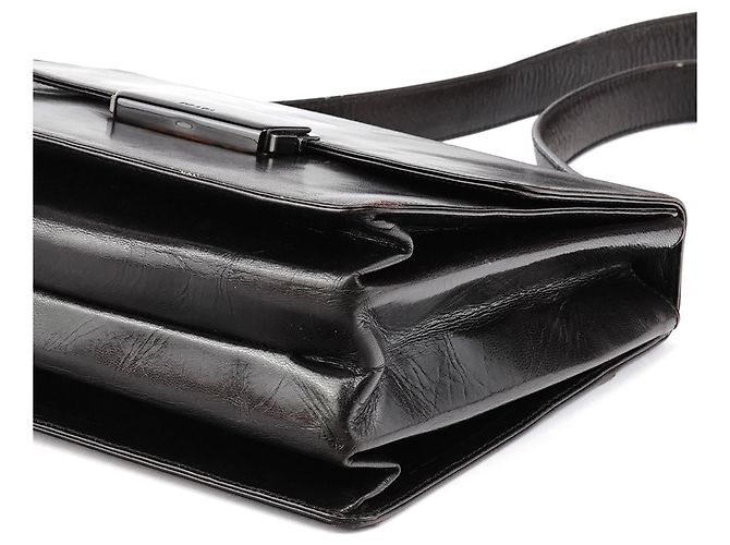 Prada Bolsa de ombro em couro Vitello castanho com fivela - vista 9