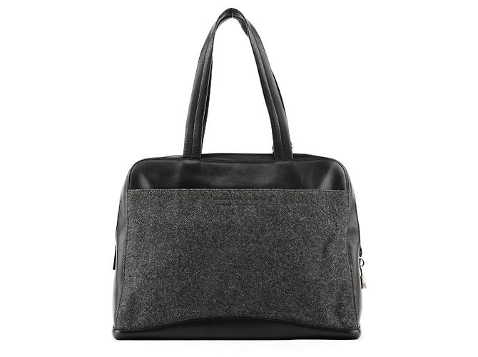 Prada Borsa Tote Sport B9423 Grey Black in lana e pelle - vista 3