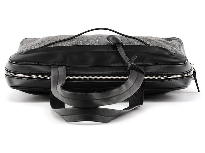 Prada Borsa Tote Sport B9423 Grey Black in lana e pelle - vista 4