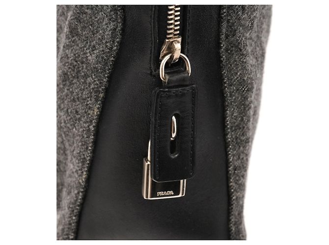 Prada Borsa Tote Sport B9423 Grey Black in lana e pelle - vista 6