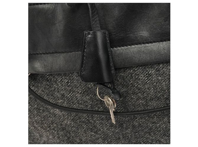 Prada Borsa Tote Sport B9423 Grey Black in lana e pelle - vista 7