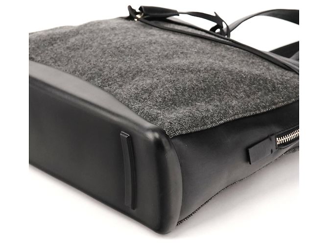 Prada Borsa Tote Sport B9423 Grey Black in lana e pelle - vista 9