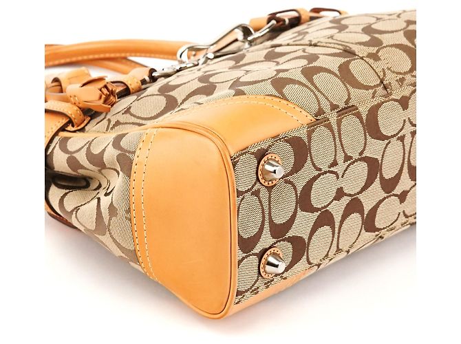 Coach Borsa a mano FS8K06 Beige Tan Signature Canvas - vista 7