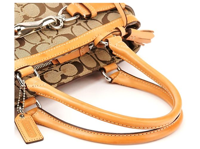 Coach Borsa a mano FS8K06 Beige Tan Signature Canvas - vista 9
