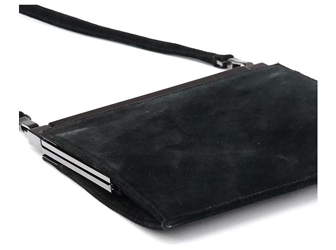 Gucci Borsa crossbody in camoscio nero - vista 10