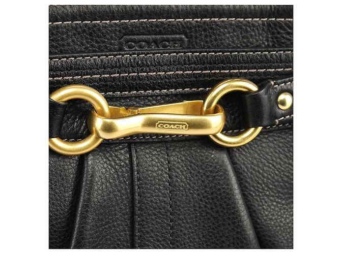 Coach Borsa Tote Hamptons in pelle martellata nera F12476 - vista 5