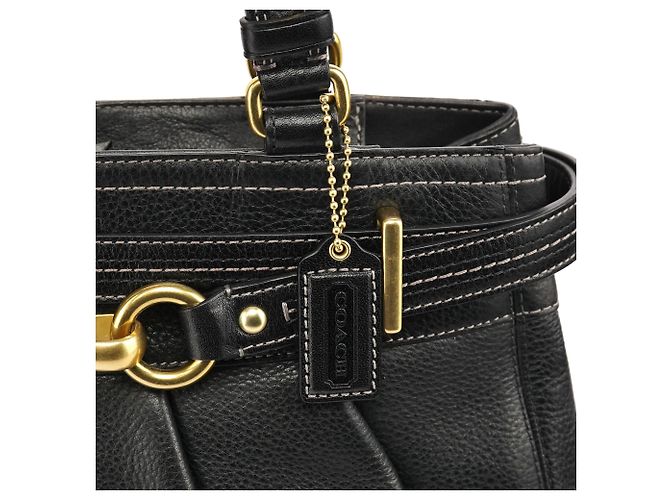 Coach Borsa Tote Hamptons in pelle martellata nera F12476 - vista 6