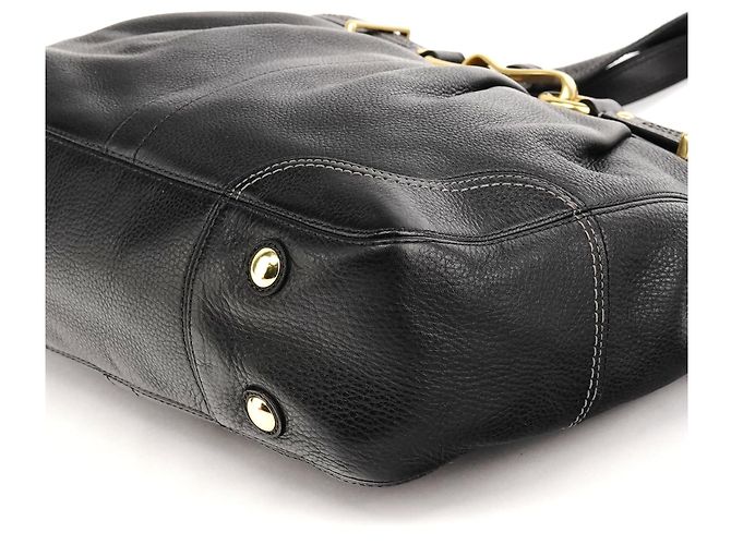 Coach Borsa Tote Hamptons in pelle martellata nera F12476 - vista 8