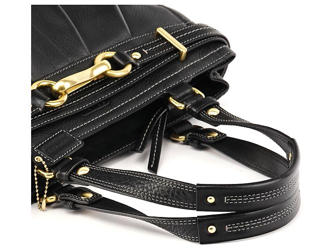 Coach Borsa Tote Hamptons in pelle martellata nera F12476 - vista 9