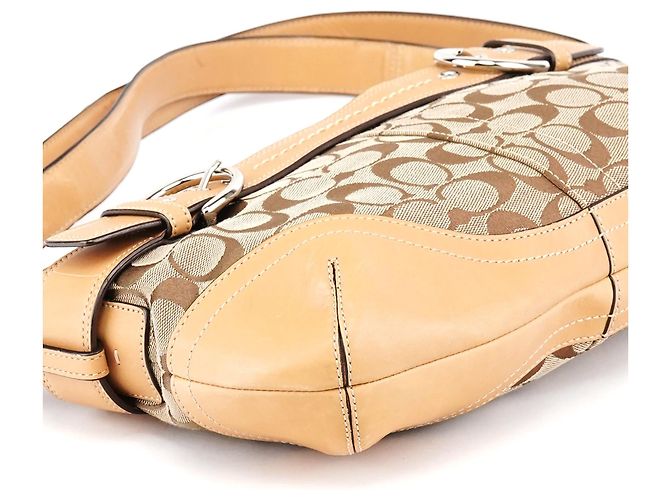 Coach F07077 Borsa Soho 2-Way in tela Signature Beige Tan - vista 9
