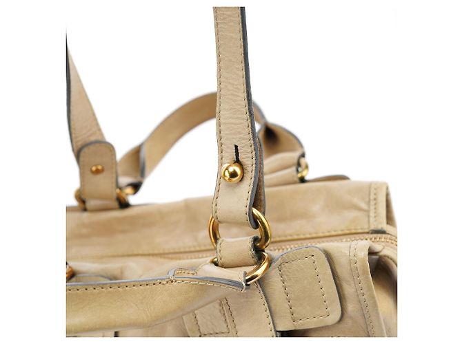 Chloé Borsa Tote 2-Way Bay in pelle beige - vista 10