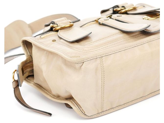 Chloé Borsa Tote 2-Way Bay in pelle beige - vista 12