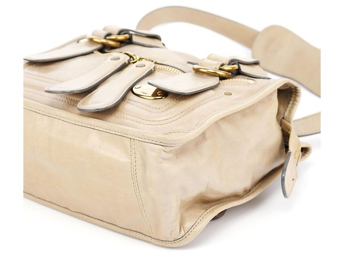 Chloé Borsa Tote 2-Way Bay in pelle beige - vista 13