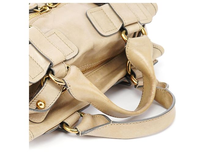 Chloé Borsa Tote 2-Way Bay in pelle beige - vista 14