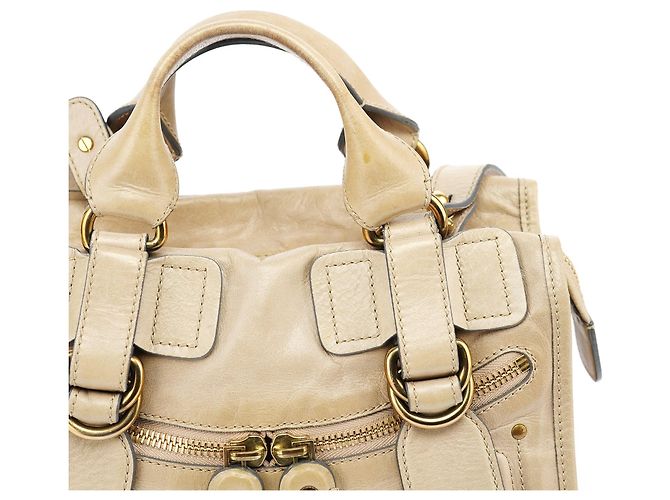 Chloé Borsa Tote 2-Way Bay in pelle beige - vista 15