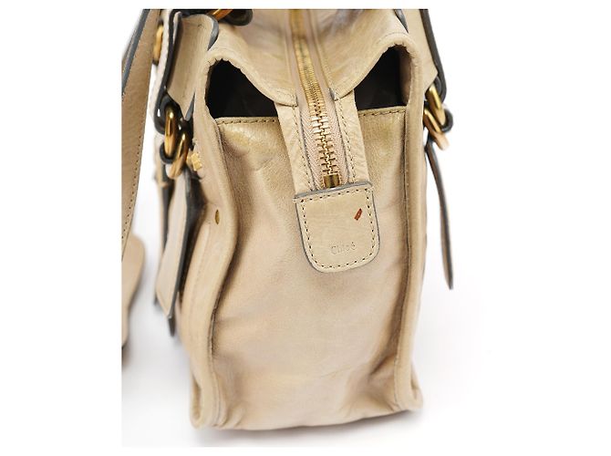 Chloé Borsa Tote 2-Way Bay in pelle beige - vista 16