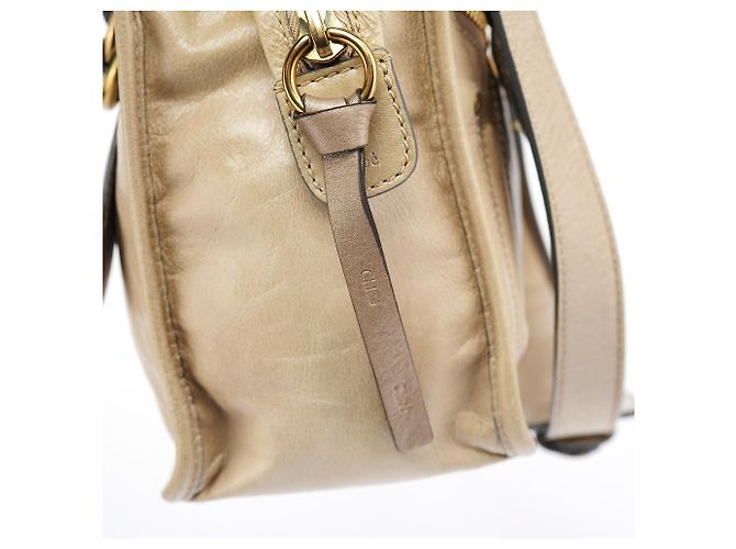 Chloé Borsa Tote 2-Way Bay in pelle beige - vista 17