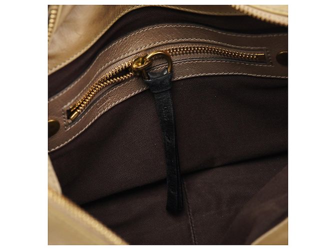 Chloé Borsa Tote 2-Way Bay in pelle beige - vista 19