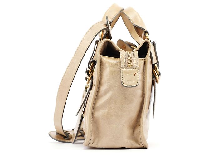 Chloé Borsa Tote 2-Way Bay in pelle beige - vista 2