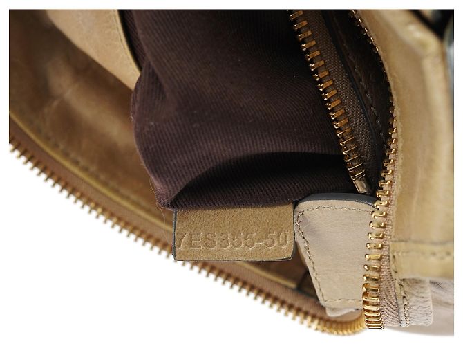Chloé Borsa Tote 2-Way Bay in pelle beige - vista 20
