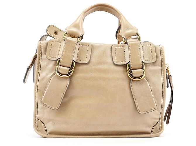 Chloé Borsa Tote 2-Way Bay in pelle beige - vista 3