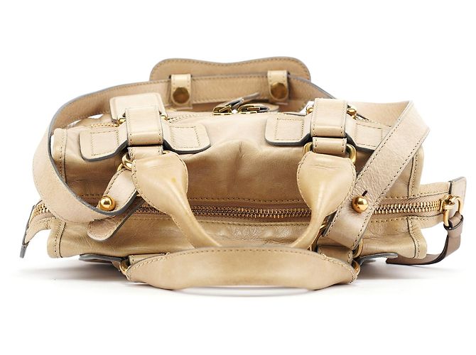 Chloé Borsa Tote 2-Way Bay in pelle beige - vista 4