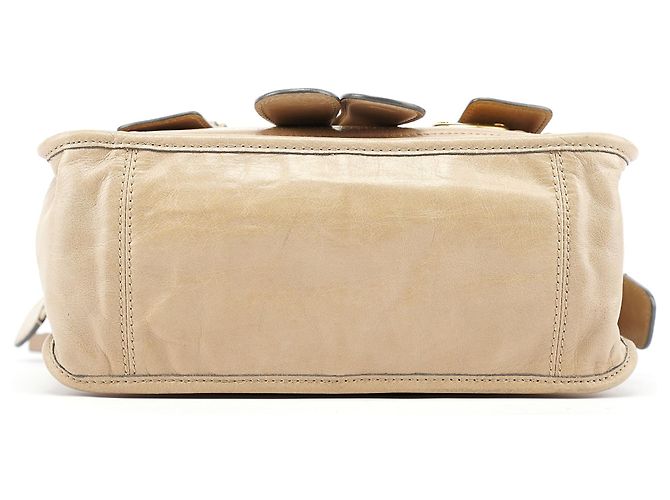 Chloé Borsa Tote 2-Way Bay in pelle beige - vista 5