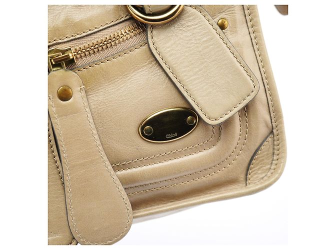 Chloé Borsa Tote 2-Way Bay in pelle beige - vista 6