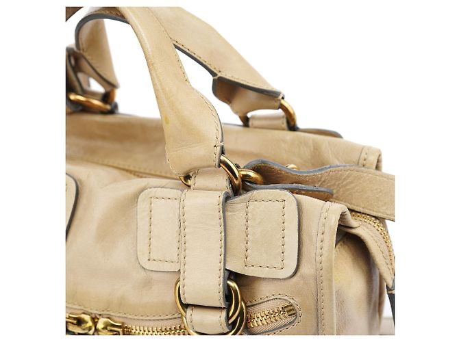 Chloé Borsa Tote 2-Way Bay in pelle beige - vista 9