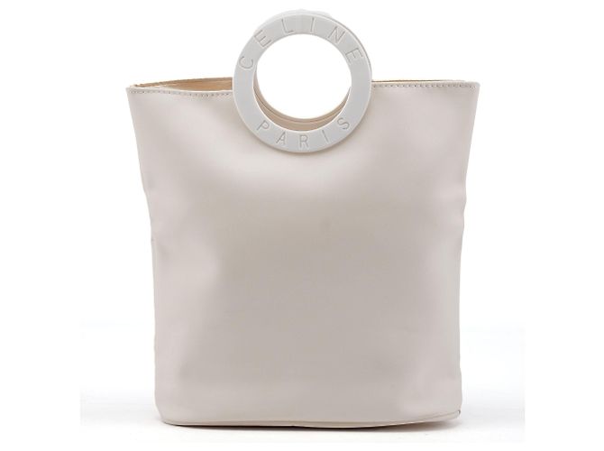 Céline Borsa in nylon bianca con manico in plastica - vista 3