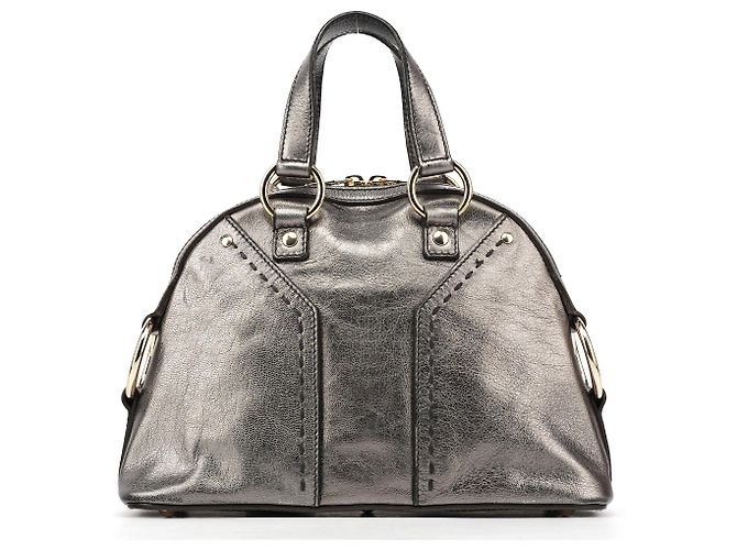 Yves Saint Laurent 160950 Borsa Tote Muse in pelle metallizzata - vista 4