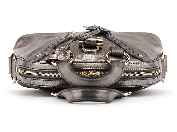 Yves Saint Laurent 160950 Borsa Tote Muse in pelle metallizzata - vista 5