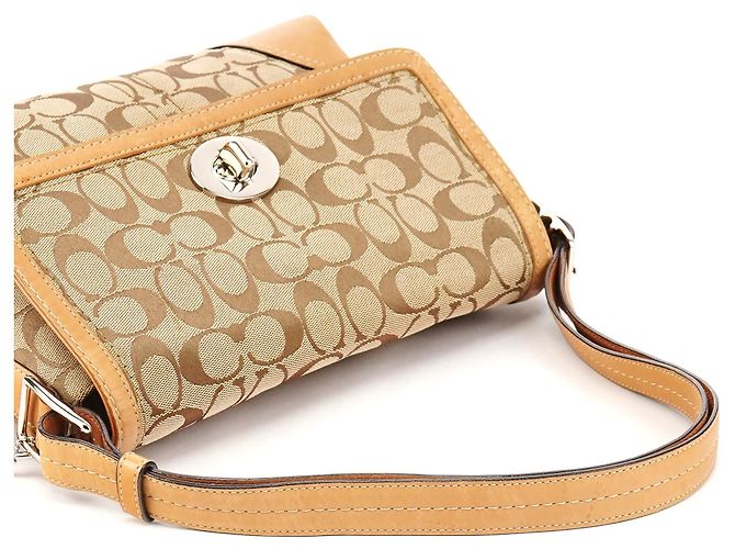 Coach Borsa a tracolla 2-Way Beige Signature Turnlock F13066 - vista 10