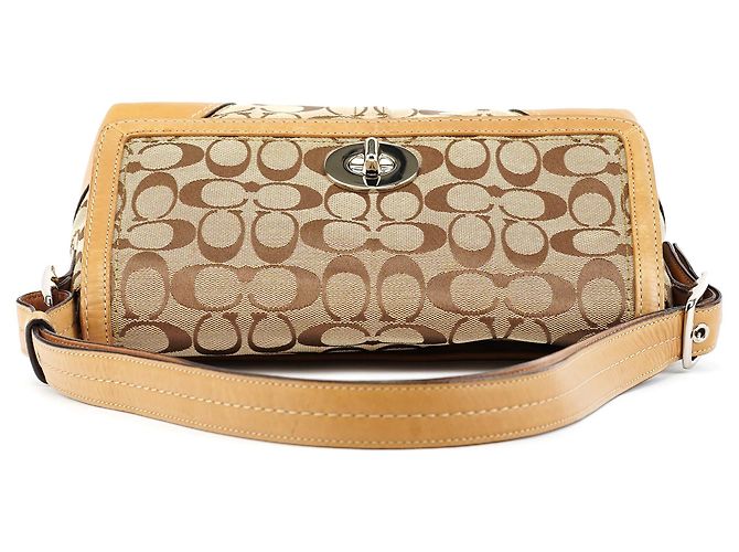 Coach Borsa a tracolla 2-Way Beige Signature Turnlock F13066 - vista 4