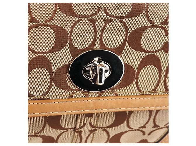 Coach Borsa a tracolla 2-Way Beige Signature Turnlock F13066 - vista 6