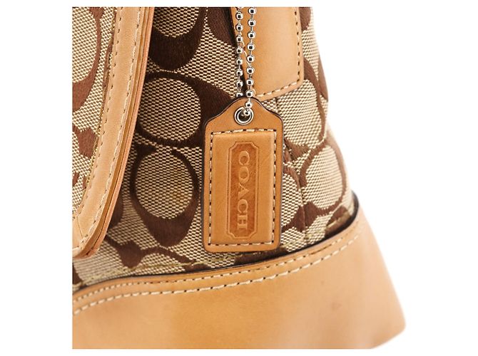 Coach Borsa a tracolla 2-Way Beige Signature Turnlock F13066 - vista 7