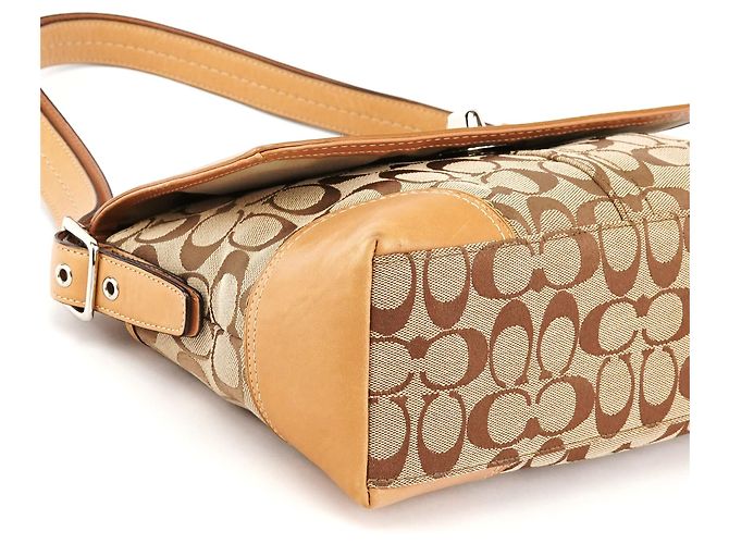 Coach Borsa a tracolla 2-Way Beige Signature Turnlock F13066 - vista 8