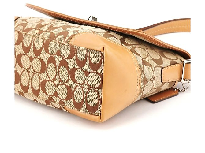Coach Borsa a tracolla 2-Way Beige Signature Turnlock F13066 - vista 9
