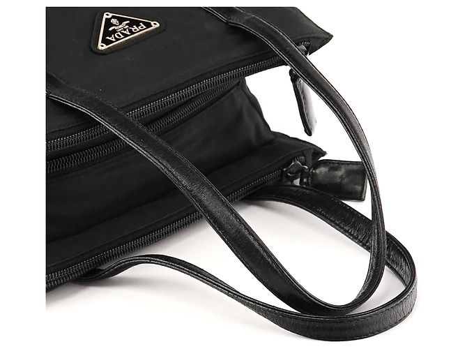 Prada Borsa Tote 1995 in Nylon Tessuto Nappa Nero - vista 10