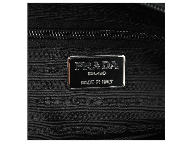 Prada Borsa Tote 1995 in Nylon Tessuto Nappa Nero - vista 11