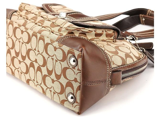 Coach Borsa Bowling Signature Turnlock Beige Brown F13977 - vista 10