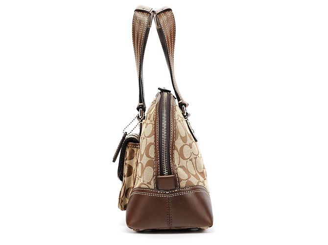 Coach Borsa Bowling Signature Turnlock Beige Brown F13977 - vista 2