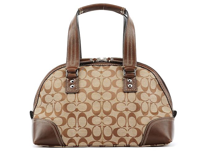 Coach Borsa Bowling Signature Turnlock Beige Brown F13977 - vista 3