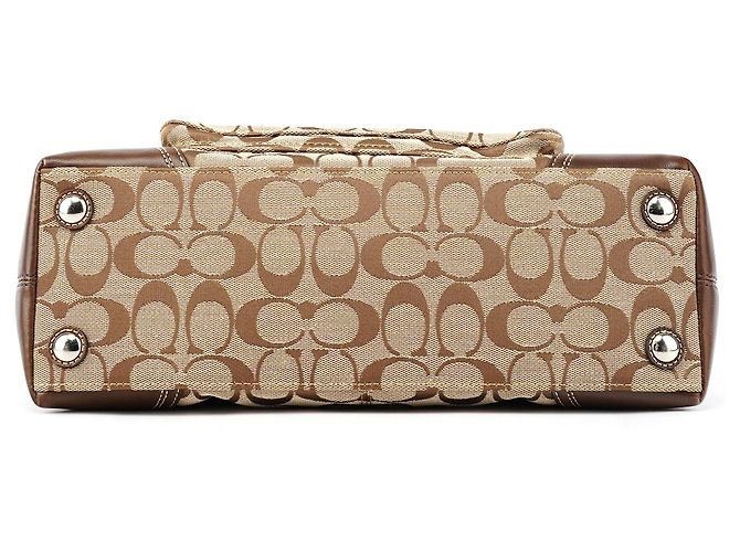Coach Borsa Bowling Signature Turnlock Beige Brown F13977 - vista 5