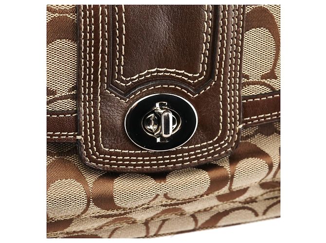 Coach Borsa Bowling Signature Turnlock Beige Brown F13977 - vista 6