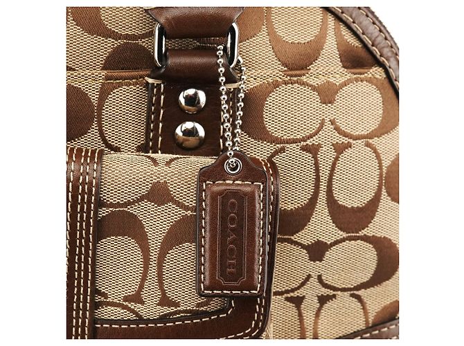Coach Borsa Bowling Signature Turnlock Beige Brown F13977 - vista 7