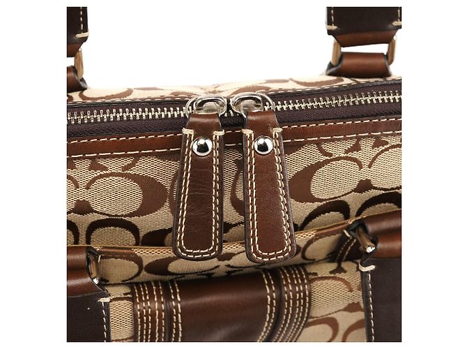 Coach Borsa Bowling Signature Turnlock Beige Brown F13977 - vista 8