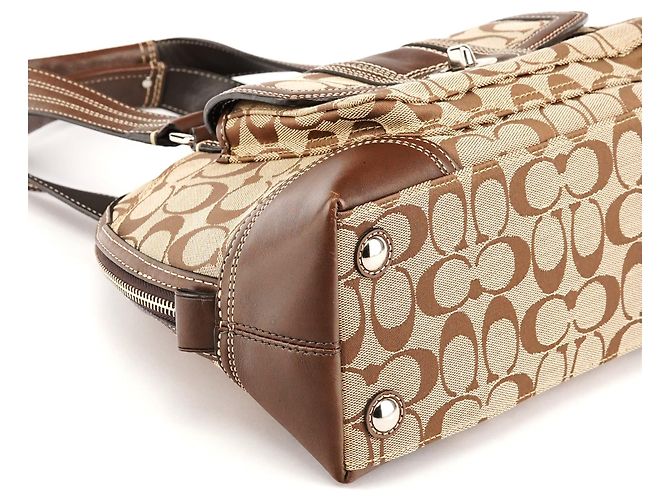 Coach Borsa Bowling Signature Turnlock Beige Brown F13977 - vista 9